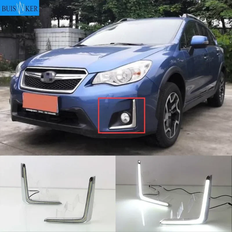 

For Subaru XV 2016 2017 Daytime Running Light LED DRL bummper lamp with yellow turn signal lights 12V relay