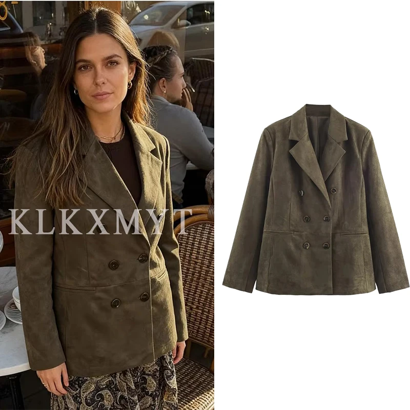 

Женские куртки 2021, осень-зима, новая мода, двубортная куртка с длинными рукавами и лацканами, женские уличные элегантные новые пальто