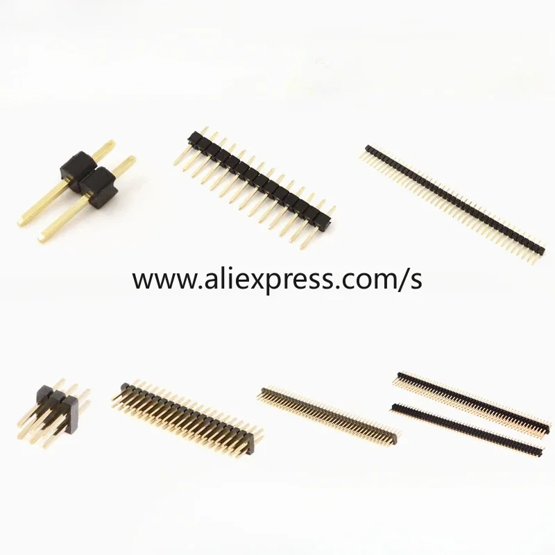 10PCS 1.0mm/1.27mm/2.0mm/2.54mm Pin Header Double Row Male 1/2~40P Breakaway PCB Board Connector Strip Pinheader 1*2/2P 4P 6-40p