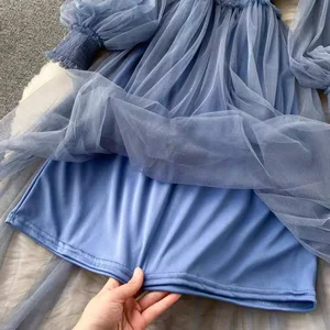 Neue Spitzenblume Kleid Sommer Lanterna weiße Ärmel lange Kleider für weibliche Party elegantes Vintage -Kleid 2 -Stück -Sets 12041 10 Hauptverkauf hellweißes Kleid - №9