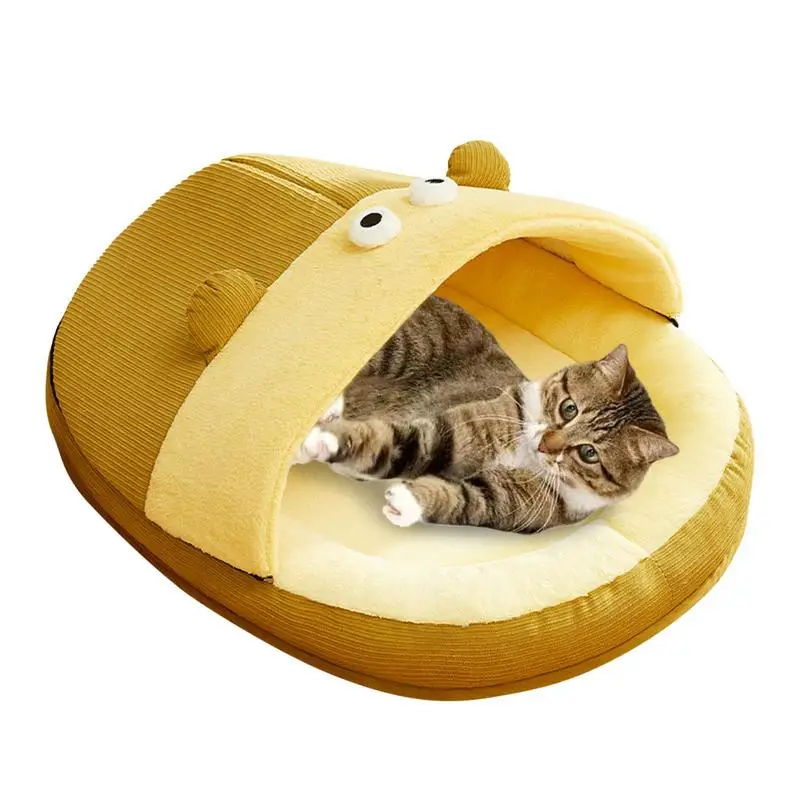 

Cat Cave For Indoor Cats Cute Semi-enclosed Slipper Cave Bed Washable Small Soft Plush Cat House Bed Cat House Tent For Puppy