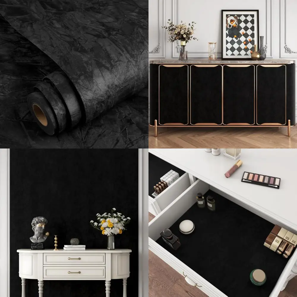 

Черные самоклеящиеся обои с бархатистой текстурой, 30x200, винтажные листы из фетра для декора спальни