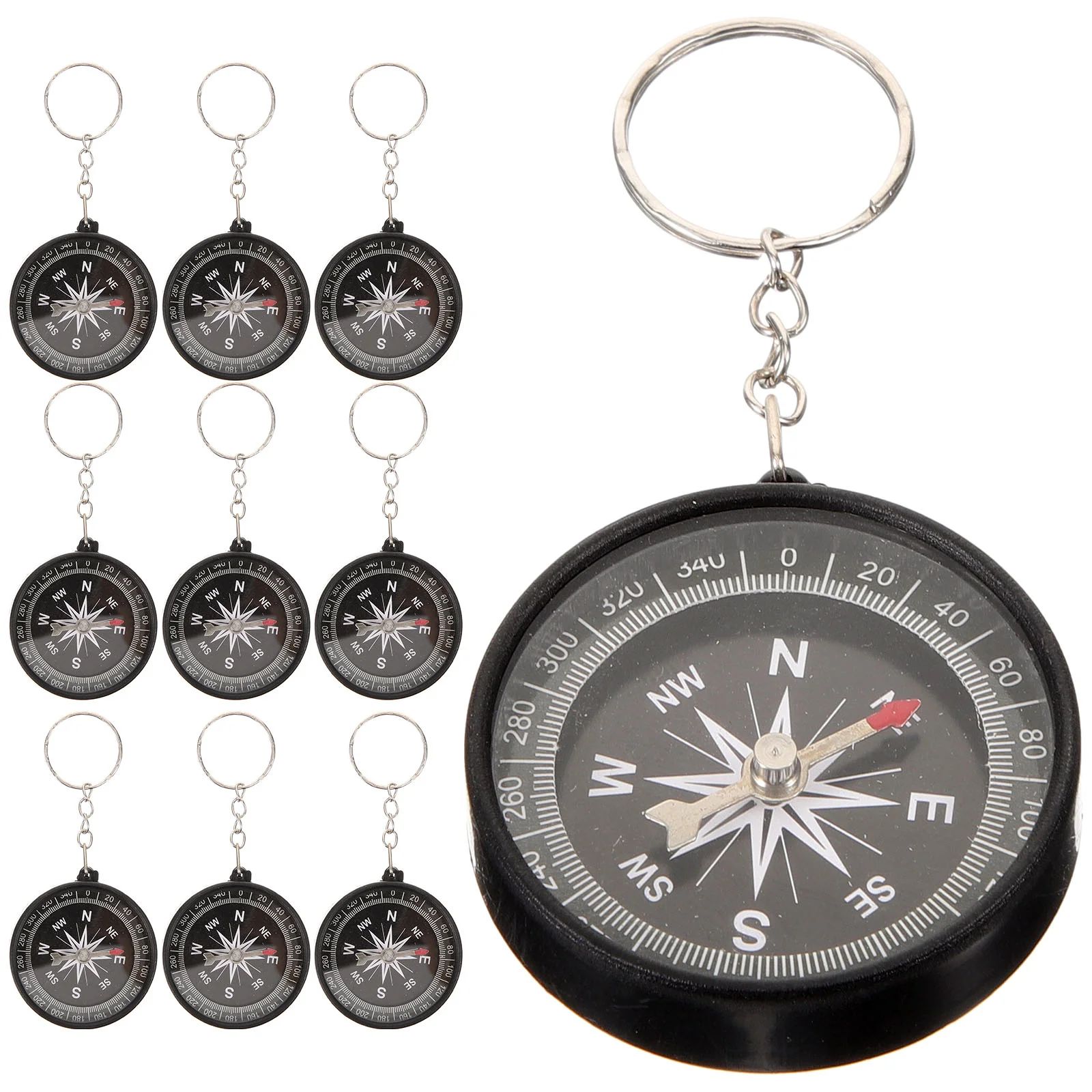 

12 Pcs Keychain Children Gift Compass Ring Pirate with Camping Silver Bag Pendant