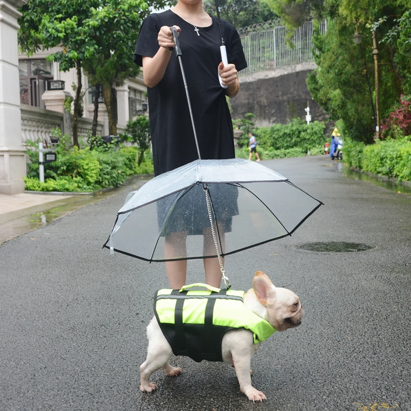 

Dog Rain Scattered Medium-Sized Dog Small Dog Jarre Aero Bull Pug Teddy Pet Puppy Umbrella Waterproof Dog Walking Rain Artifact