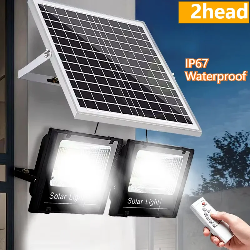 2 kopf Led Solar Licht Hohe helle Flutlicht Wasserdichte Outdoor Garten wand lampe mit Aluminium solar panel Für garten wand lampe