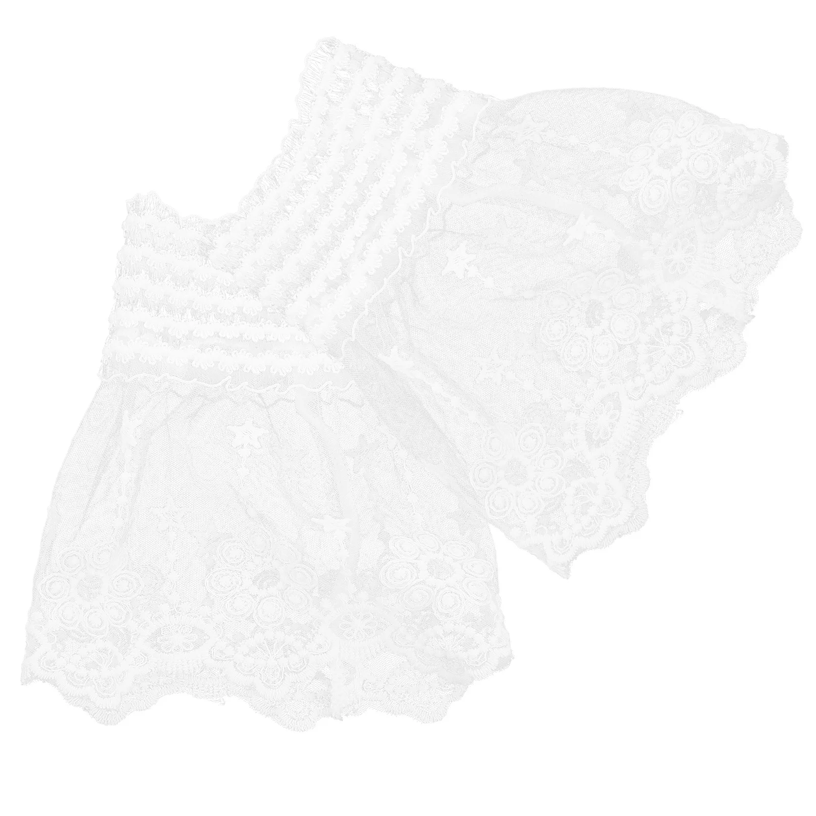 

Layered Lace Cuff 3D Floral Decorations Comfortable Cotton Material False Lace Sleeves Wedding Bridal Prom Gloves Women Girls