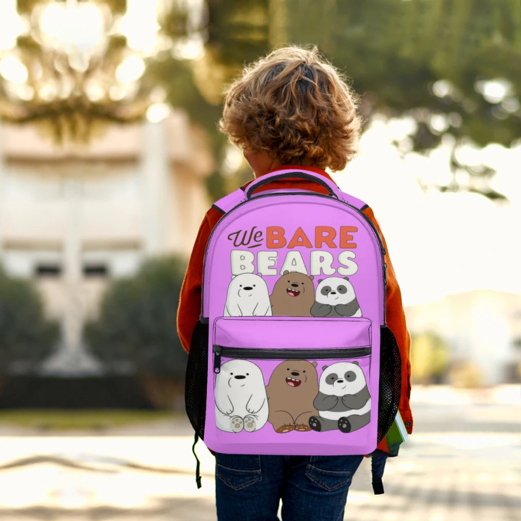 We Bare Bear-mochila impermeable de alta capacidad para niñas, morral escolar para ordenador portátil, bonita mochila de viaje