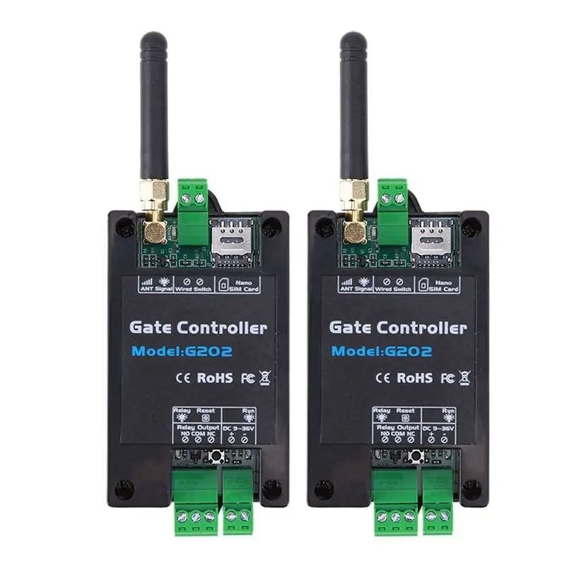 

2X GSM-контроллер G202 для ворот, 4G, одноканальный релейный выключатель, дистанционное управление электрическими воротами с мобильного телефона, 850/900/1800/1900 МГц