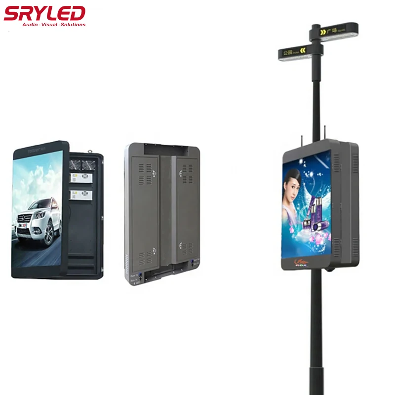 

SRYLED Led Lighting Pole Display Screen Wifi/3G Intelligent Management Street Giant P5 LED Video Wall Panel