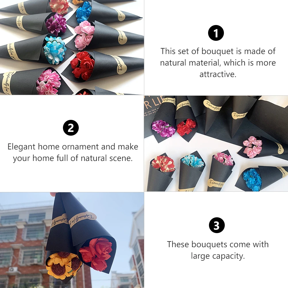 

10Pcs Dried Flower Mini Rose Sunflower Bouquet Large Capacity Gift Box Floral Arrangement Home Decor Wedding Prop