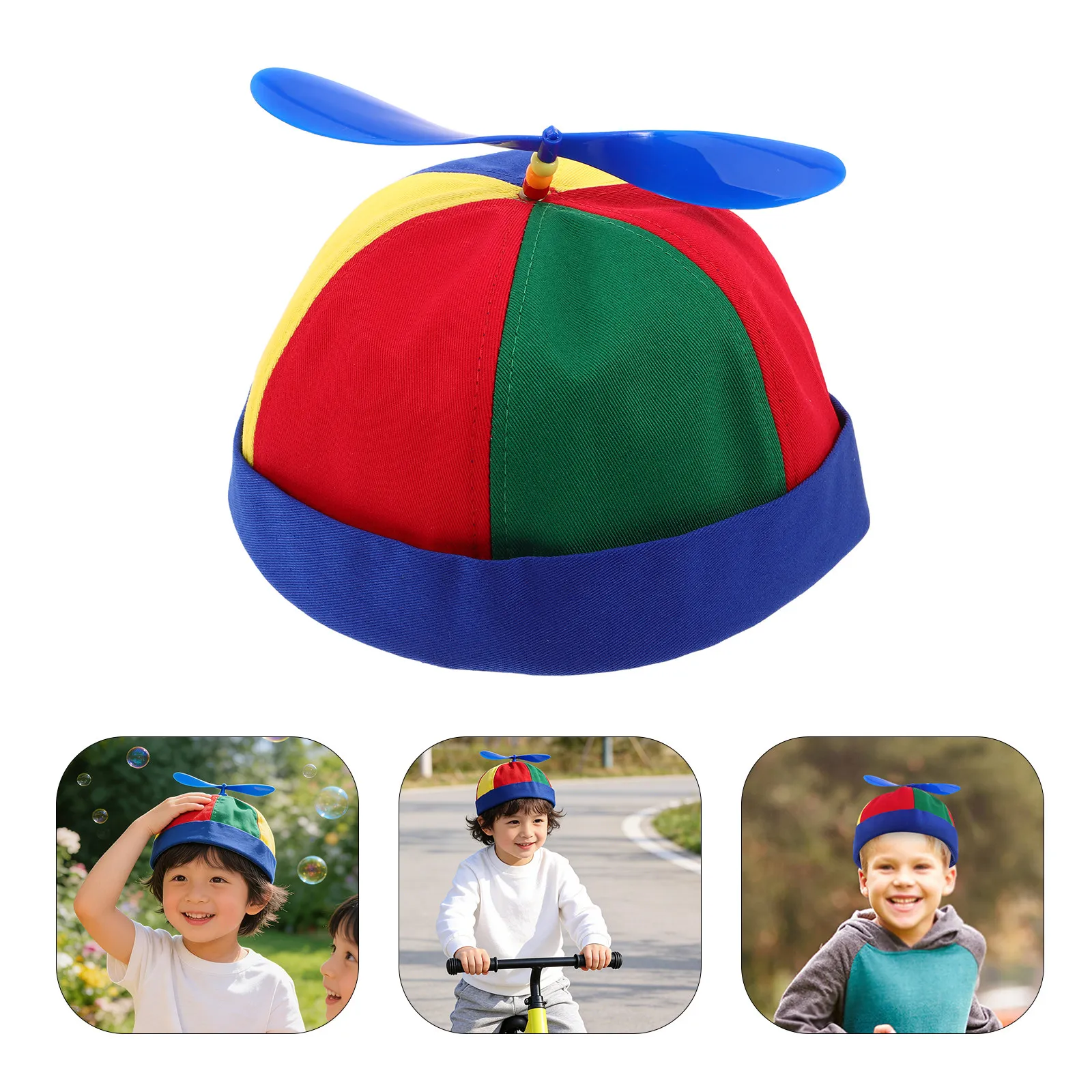 Detachable Colorful Dragonfly Propeller Baseball Cap Cotton Kids Outdoor Summer Beach Adjustable Pinwheel Propeller Beanie Hat