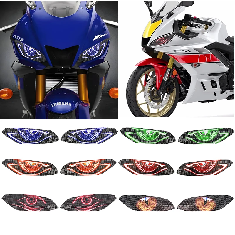 

fit for R3 YZF R3 YZFR3 2019 2020 Decoration Head Light Protection Guard Decals Motorcycle Front Headlight Sticker