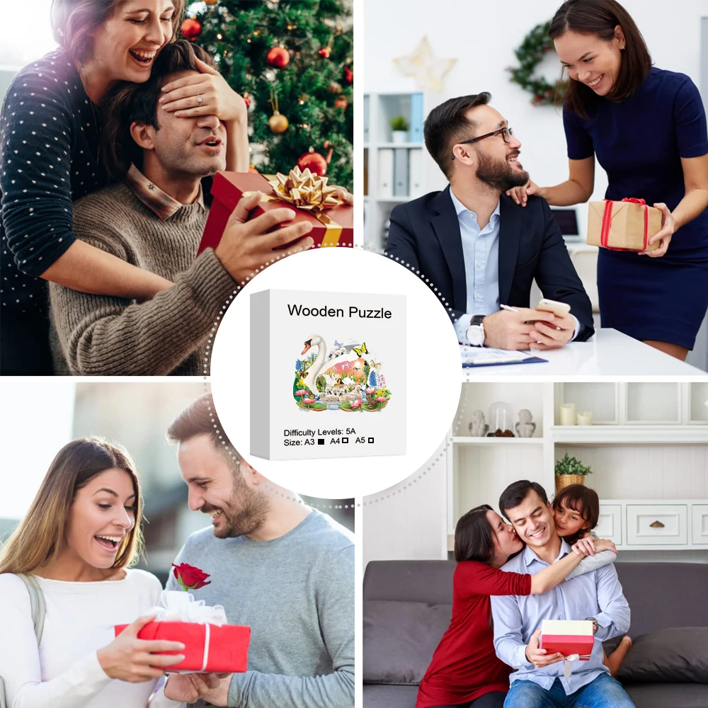 بجعة خشبية بانوراما الألغاز الفن للبالغين ، قطع فريدة من نوعها على شكل ، تخفيف التوتر اللعب ، لعبة ترفيهية ديي للأسرة ، ديكور المنزل