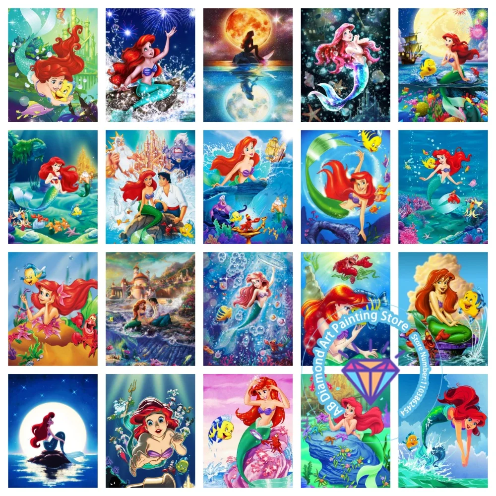 

Cartoon Mermaid Princess AB Diamond Painting Kit Square Round Diamond 5D DIY Mosaic Handmade Art Adult Unique Gift Home Decor