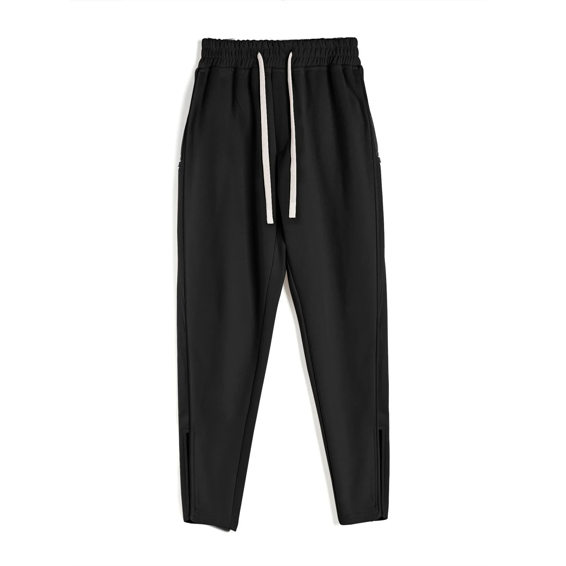 Custom LOGO spring and autumn cotton sweatpants men\'s new slim-fitting foot zipper tied feet casual trousers
