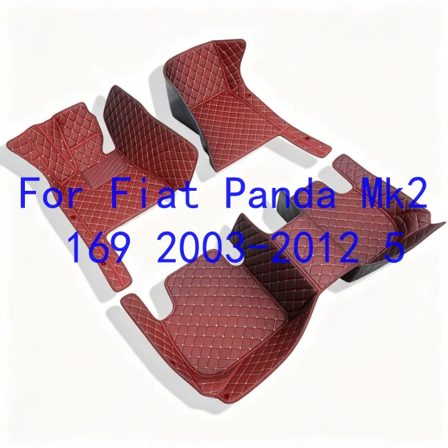 Maßgefertigte Vollumfassende Fußmatten für Fiat Panda Mk2 169 2003-2012 5 Benzin Manuell Automatikgetriebe PU-Leder Diamant Wasserdicht Rutschfest Auto-Fußpolster Innenausstattung 1L91
