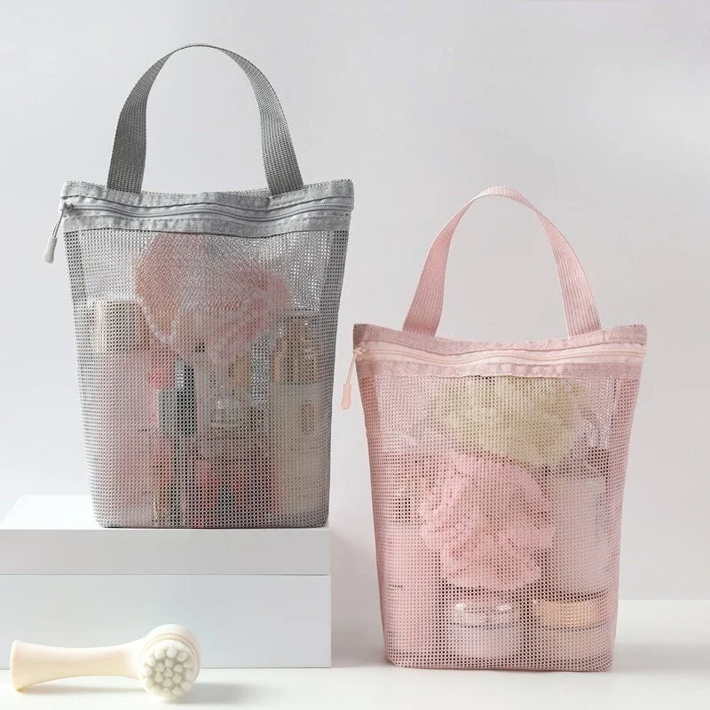 

22x26cm INS Simple Portable Toilet Bag for Men and Women Handheld Storage Bag for Business Travel, Large Capacity Mesh Bath Bag