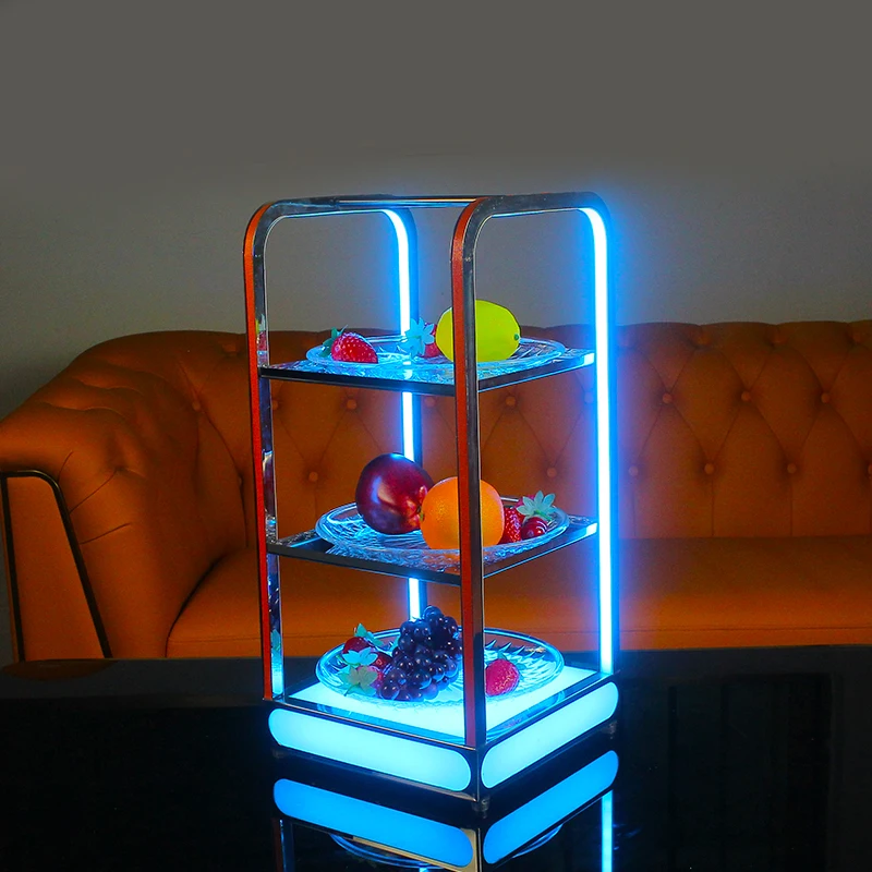 Custom LED Luminous Fruit Tray Rack Creative Snack Plate Light-Up Multi-Purpose Food Holder for Bar Nightclub Party