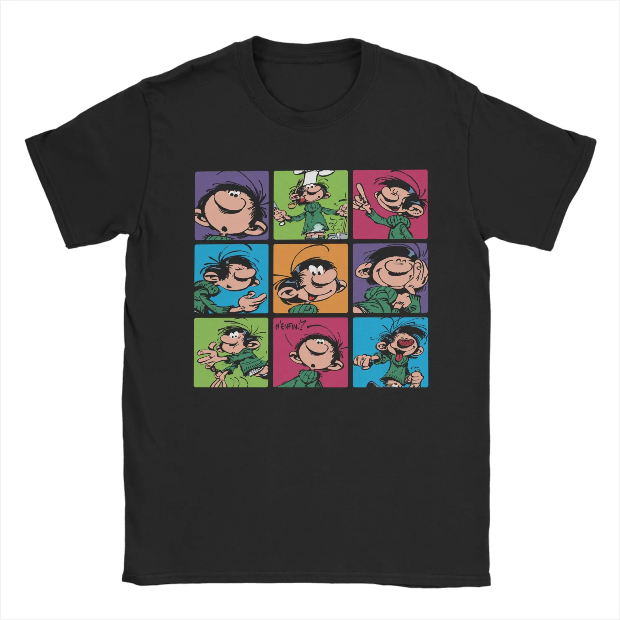 Men's Gaston Lagaffe Multitude Squares Gomer Goof T Shirt  Cotton Clothes Short Sleeve Crew Neck Tee Shirt 4XL 5XL T-Shirts