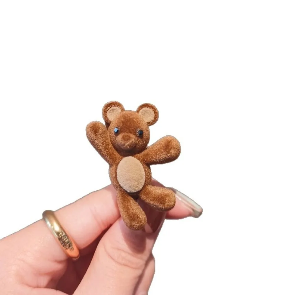 

New Cute Design Cartoon Bear Hairpin Sweet Style Durable Barrette Flocking Lightweight Hair Accessories