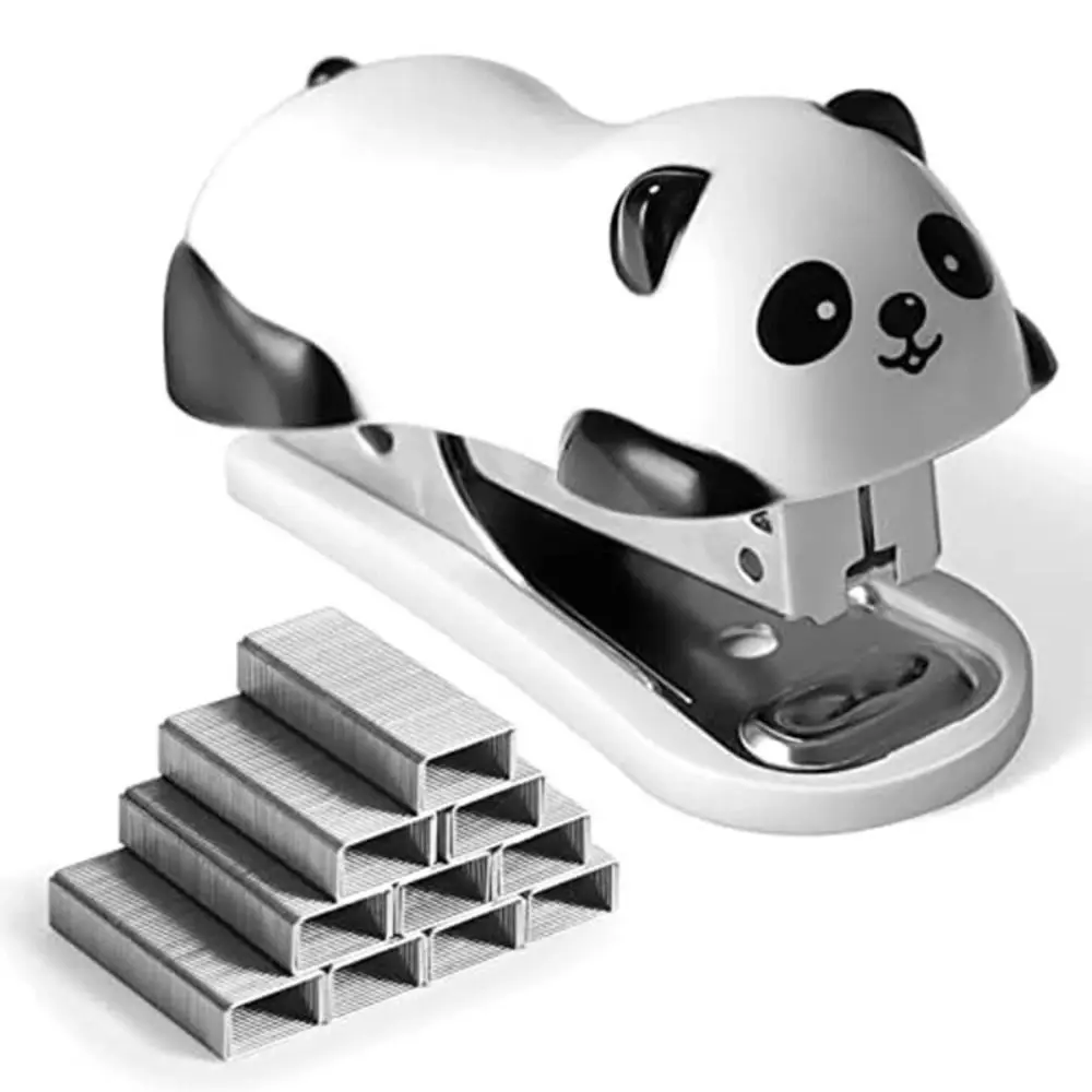 School Cartoon Stapler Set Panda Shaped Cute Paper Binding Professional Mini Book Binder Students