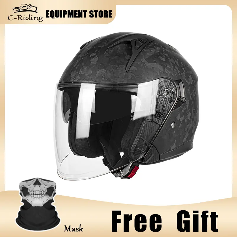 Мотоциклетный шлем унисекс из кованого углеродного волокна нового поколения 3/4, готовый к интеллектуальному Bluetooth, более безопасный и эффективный