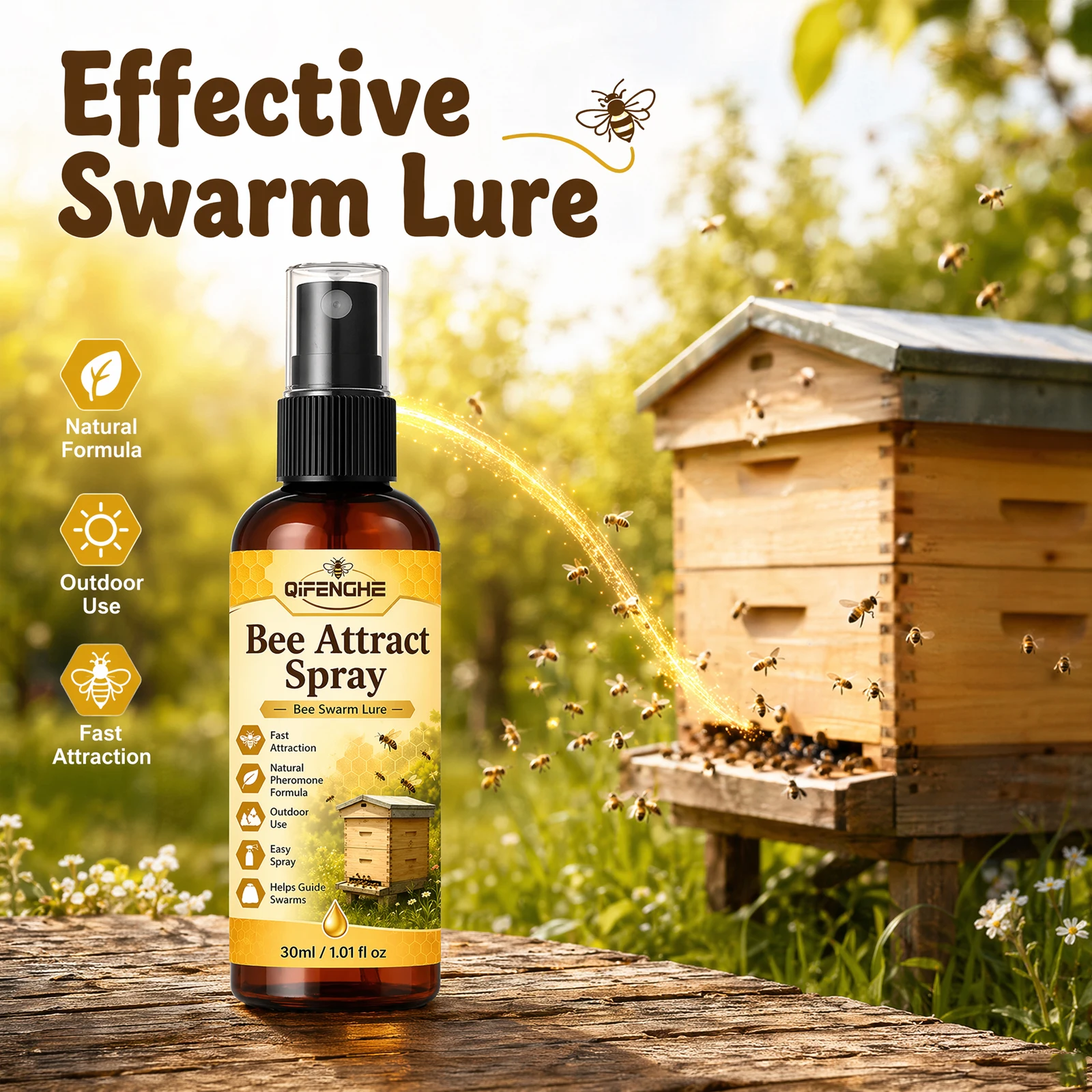 Bienenlockspray, Natürlicher Bienenstaubwaben-Lockstoff, Pheromon-Lockmittel für die Imkerei, Schnell Wirksames Bienenköder-Spray zur Anführung wilder Bienen – Detail 5