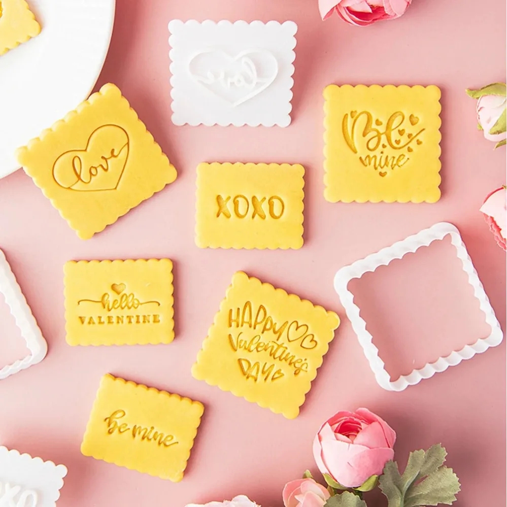 Valentine's Day Cookie Cutters English Cookie Mold 3D Cake Fondant Cutting Mold DIY Kitchen Baking Tools