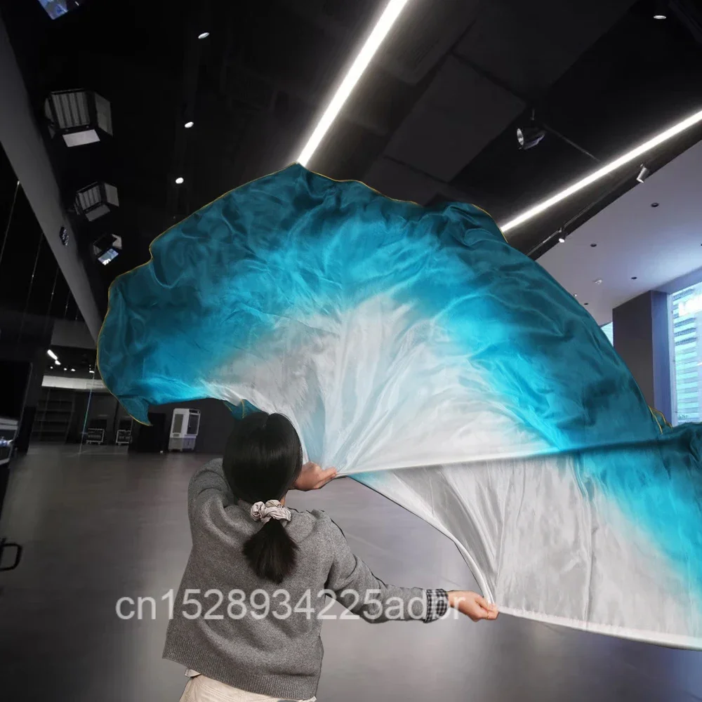 

100% шелковая вуаль для восточного танца, настоящая шелковая вуаль с крыльями Исиды, без палочки, реквизит для выступления на сцене, Tie Dye, полукруг, по индивидуальному заказу