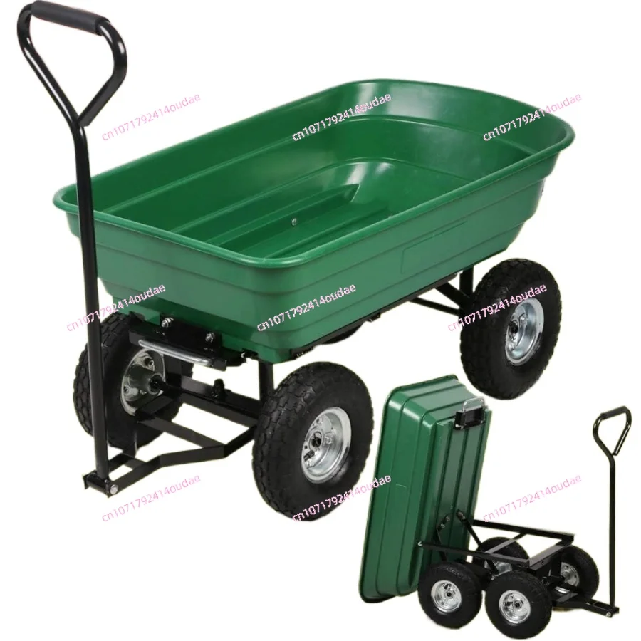 

Garden Dump Cart, Heavy Duty Utility, Outdoor Lawn, Yard, Wagon Carrier with Sturdy Steel Frame, Wheelbarrow, 200kg Capacity