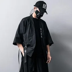 Japanse Mode Mannen Taoïstische Gewaden Techwear Casual Vest Korte mouwen Vrouwen Mannelijke Shirt Dunne Harajuku Streewear Punk Kleding