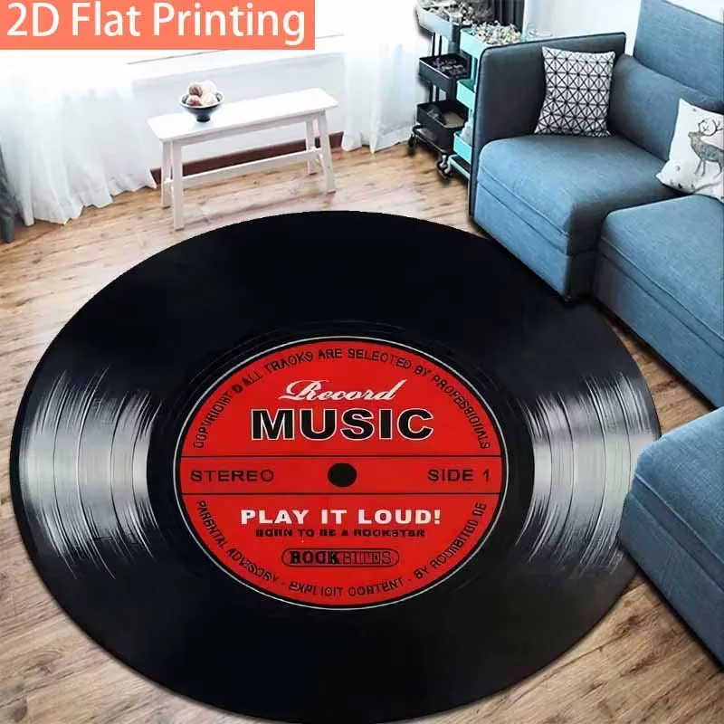 Retro Vinyl Record Carpet Music Practice Room Soft Floor Round Rug for Living Room, Bedroom, Office Decor Fashionable Home Decor