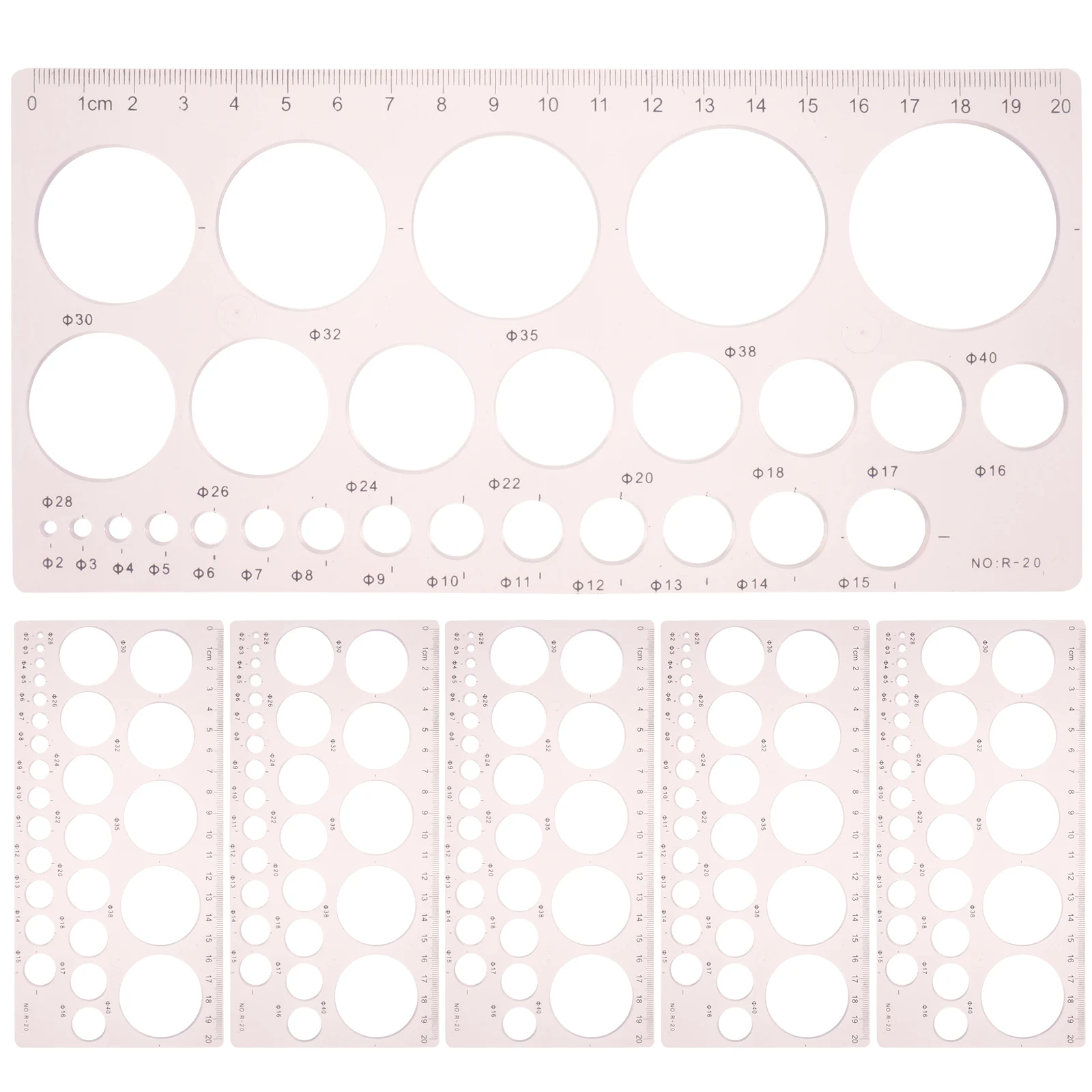 

6pcs Plastic Circle Stencils Rulers for Drawing Painting Geometric Templates Engineering School Design Lightweight Portable