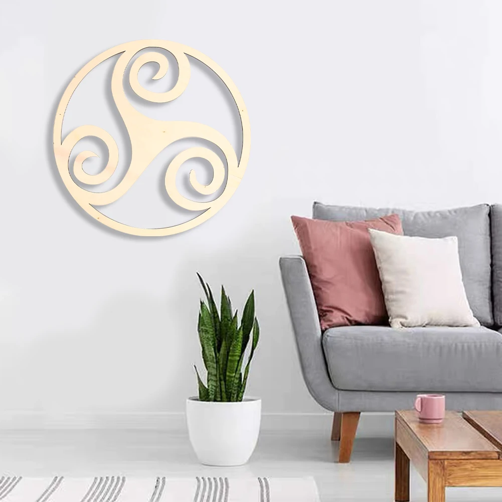 30CM Wooden Hollowed Out Spiral Pattern Pendant Home Wall Decoration Simple Wind Accessories Artifact Aesthetic Room Decor