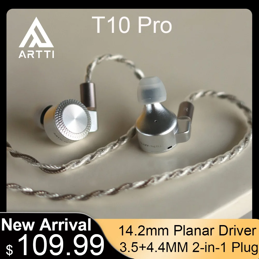 ARTTI T10 PRO In-Ear HiFi Earphones Wired IEMs Monitors 14.2mm Planar Driver Textured Bass 0.78mm 2pin & 2-in-1 Plug Connector