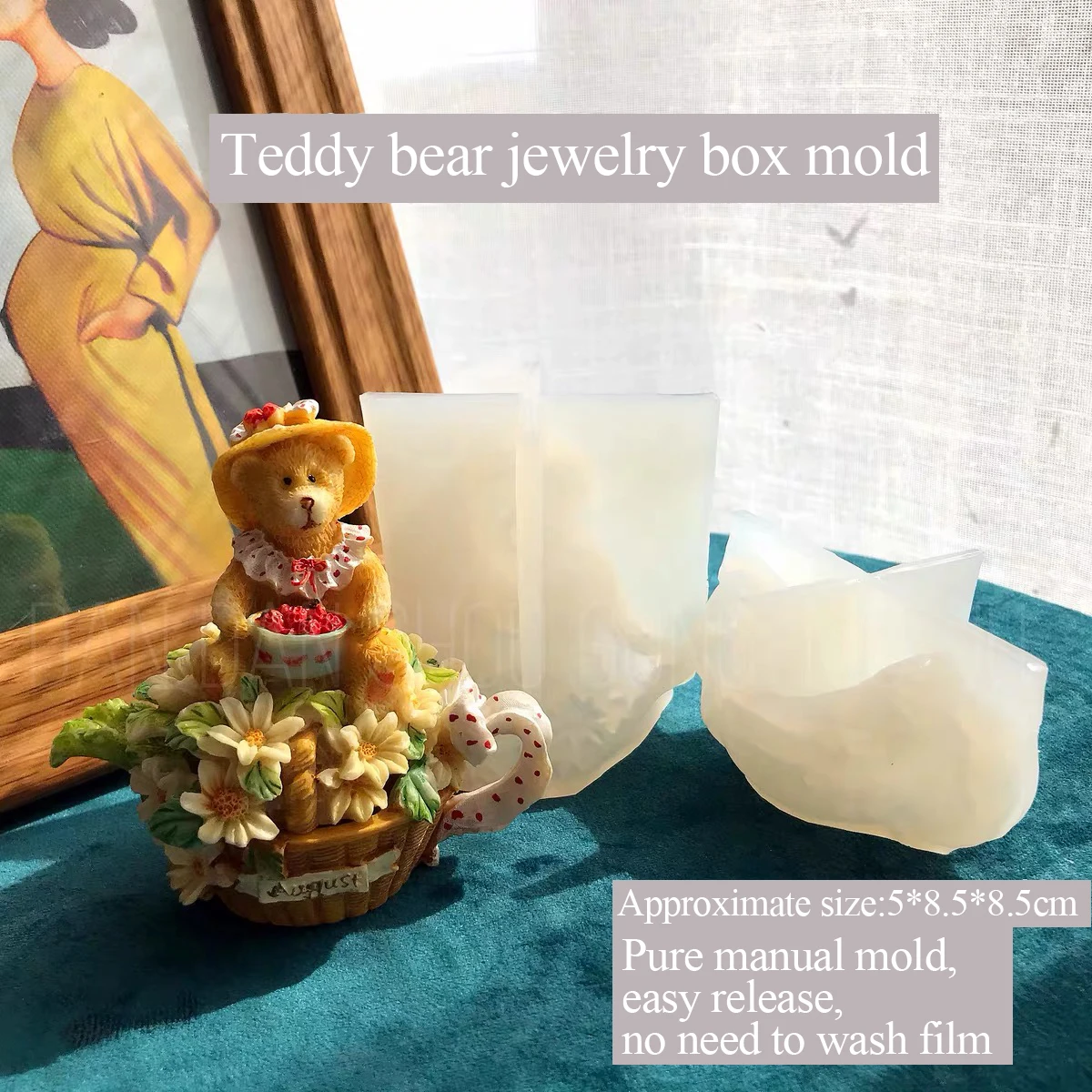 Three-Dimensional Teddy Bear Jewelry Box Mold, Thin Silicone Mold, Epoxy Resin, Aromatherapy Plaster, Manual DIY3D