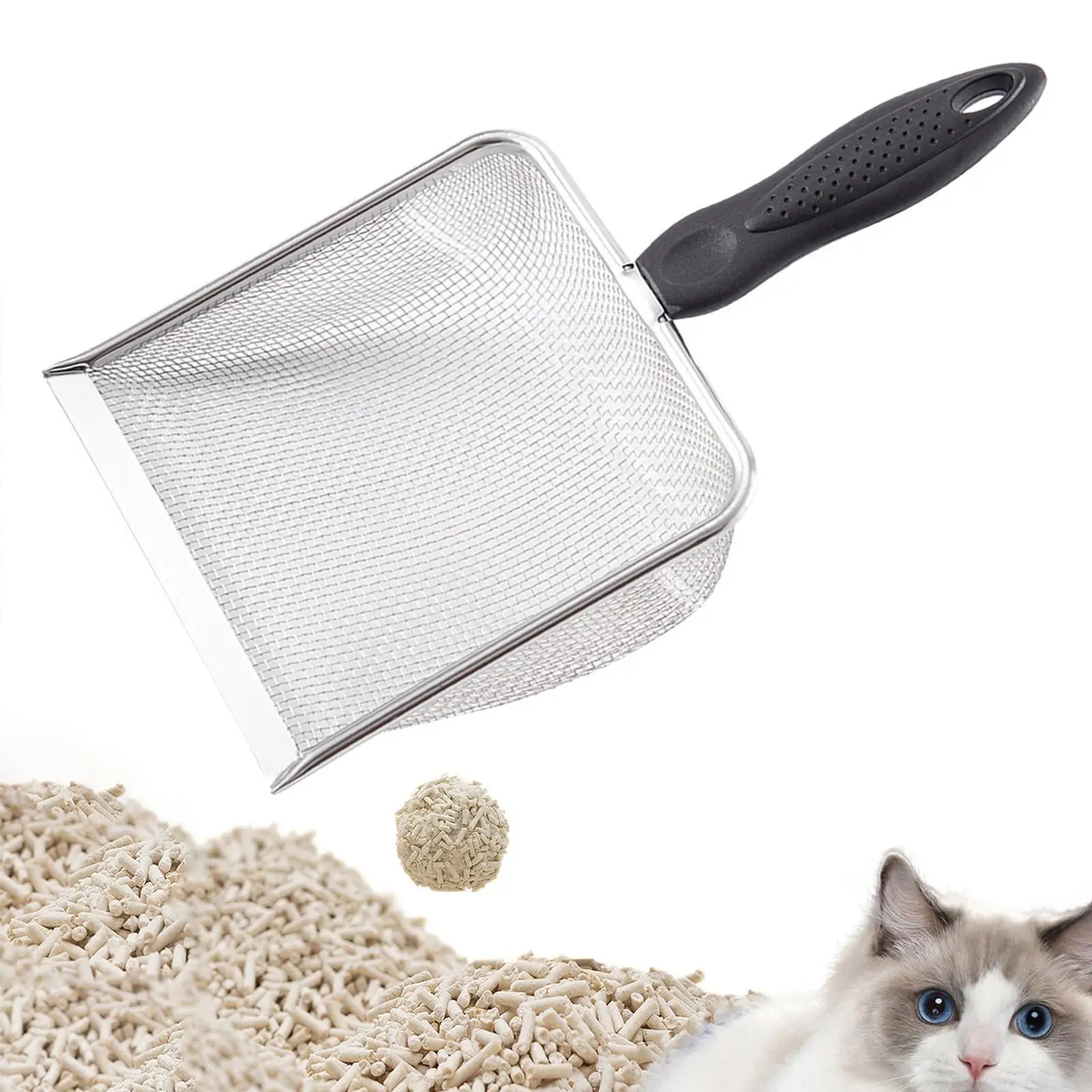

Mesh Cats Litter Scooper Stainless Steel Easy to Clean Kitten Sifter Shovels for Small Kitty Puppy Pet Cleaning Equipment