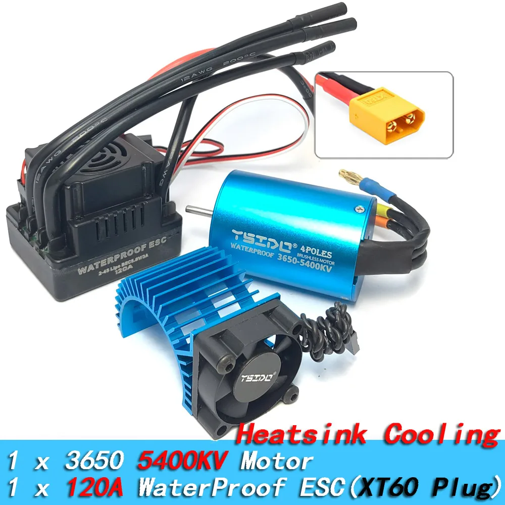 YSIDO 3650 Combo 5400KV 3600KV Borstelloze Motor 60A/80A/120A ESC voor 1/10 Traxxas HSP Tamiya Arrma RedCat RC Monster Truck auto