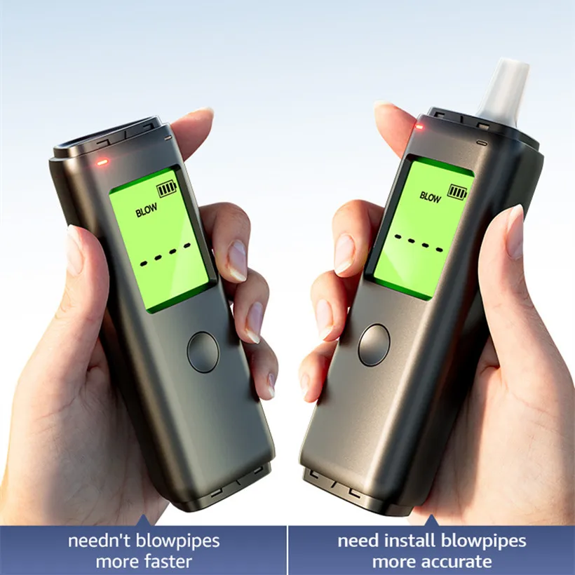 Handheld Alcohol Tester Digital Breathalyzer LCD Display Portable Rechargeable Meter Blowing Tester Detector Alcoholimetros