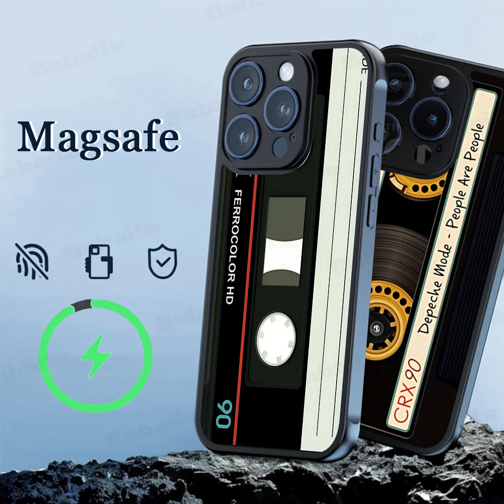 

Cassette Tape Phone Case Magnetic Case For IPhone 16 14 13 12 11 15 Pro Max Plus For Magsafe Wireless Charge Cover