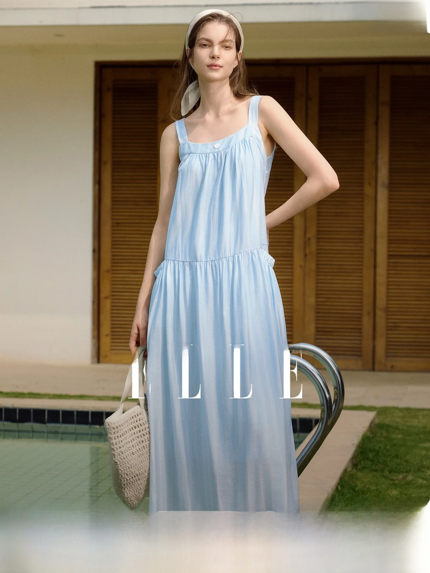 Elle Summer 2026 Gradient Print Halter Dress Women's Elegant A-Line Skirt Dress Commute Simple Style No Sleeve Urban Daily Wear