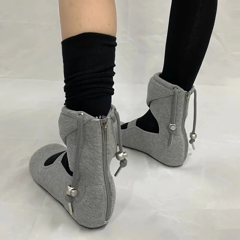 

Gray Flat Ballet Shoes 2025 Summer New Niche Design Ugly Cute Mary Jane Autumn Winter Single Shoes Women