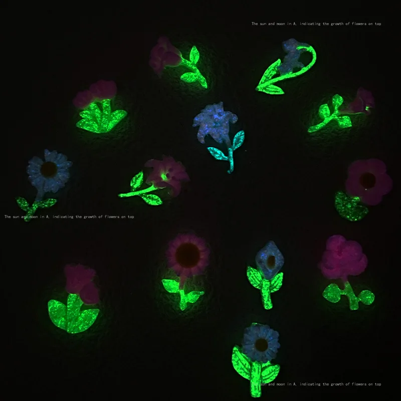 용수철 핑크 화이트 플라워 네일 참, 보석 야광 네일 액세서리, 혼합 DIY 수제 네일 아트 장식 용품 부품, 20 개