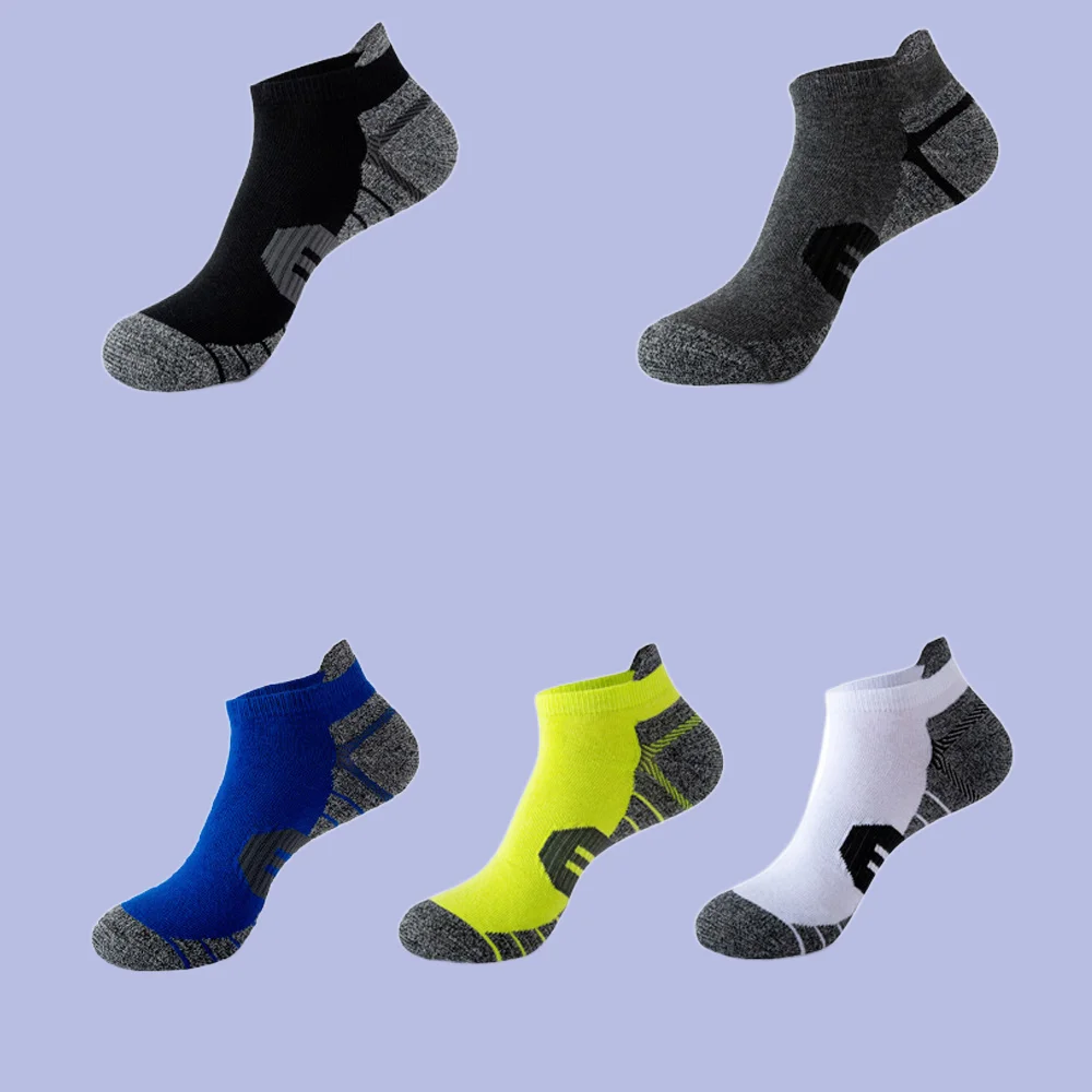 5 Pairs High Quality Men's Basketball Short Socks Light Elastic Anti Slip Outdoor Socks Sweat-Absorbent Breathable Men's Socks