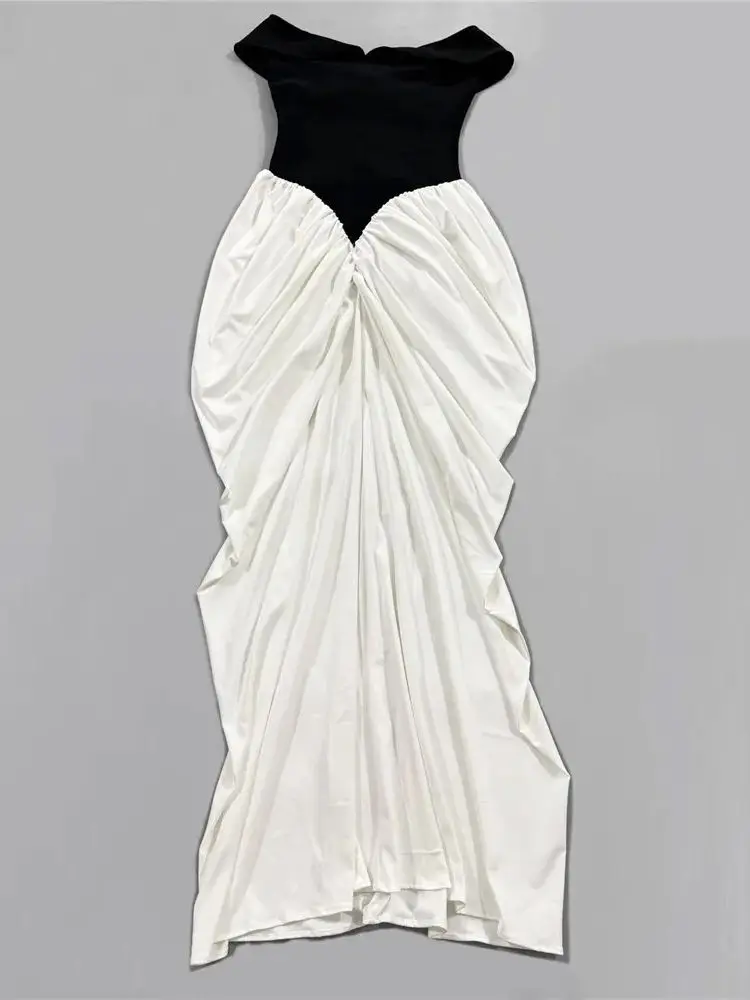 جديد وصول المرأة مثير معطلة الكتف المرقعة Bodycon فستان طويل ثوب مسائي كوكتيل حفلة التعادل الجبهة الدانتيل يصل تصميم الماس #1