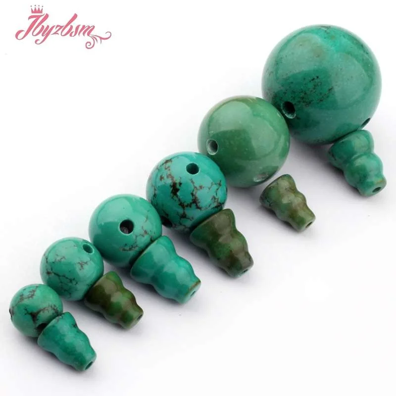 Natural Turquoise Round Pagoda Tibet Guru Spacer Stone Beads 1Set For DIY Bracelet Jewelry Making 8/10/12/14mm Free Shipping