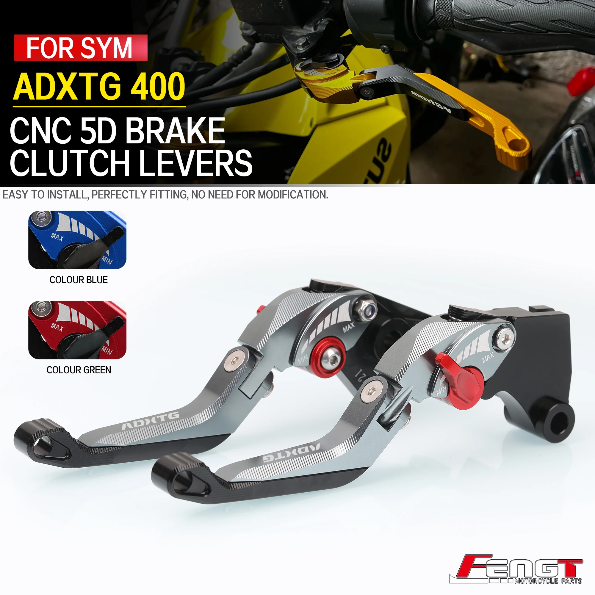 

NEW 5D Handle Brake Lever For SYM ADXTG 400 ADX TG 400 2025 Motorcycle Adjustable Extendable Handlebar Right/Left Brake Levers