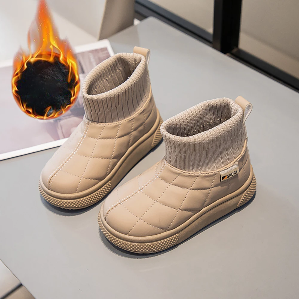 

Winter Plush Boots For Children 2025 Trend Fashion Teenager Kid's Snow Boots Anti-slippery Soft-soled Boy's Girl's Fashion Boots