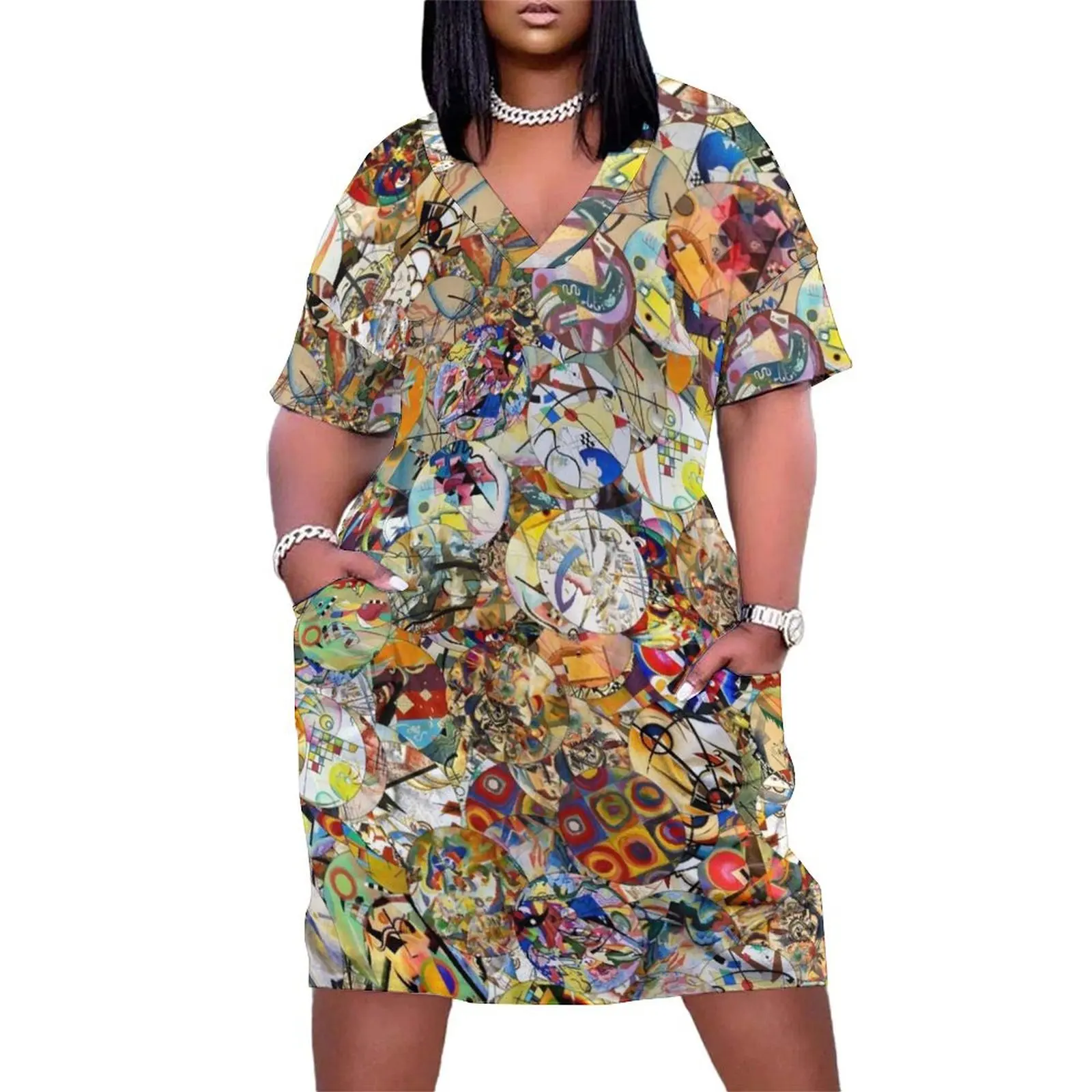 

Wassily Kandinsky Loose Pocket Dress summer dresses women dresses Long dresses