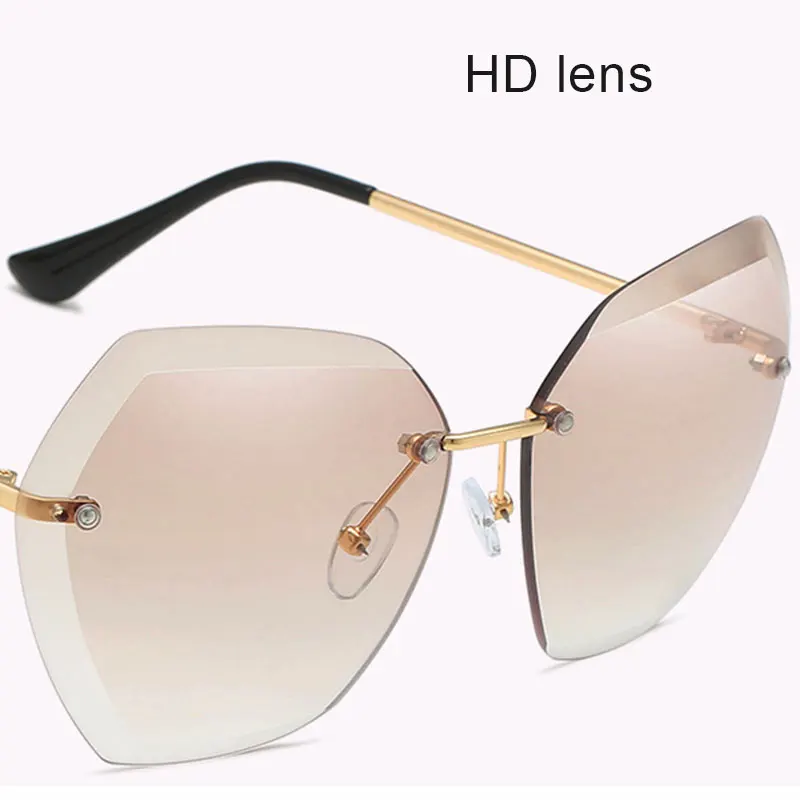 Women's Oversized Rimless Sunglasses Cutting Lens UV Protection Sun Glasses Various Color Wear Comfortably For Birthday Gifts